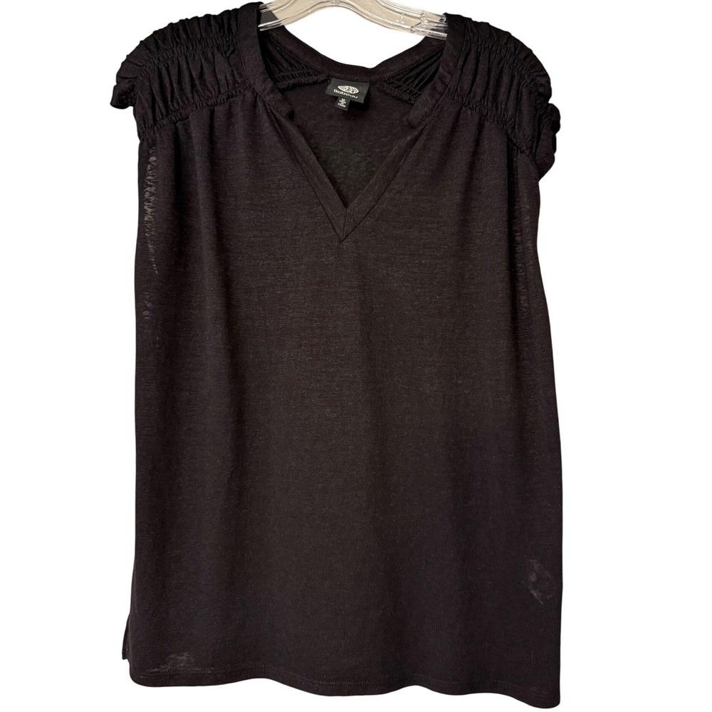 Bobeau Black Casual Cozy V Neck Cap Sleeve Top Women's Size Medium